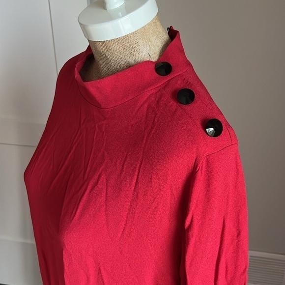 NWT Teri Jon Mock neck Asymmetric Hem Crepe Dress Size 18 - Picture 3 of 7